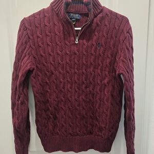Polo by Ralph Lauren Men's Burgundy Cable Knit Sweater